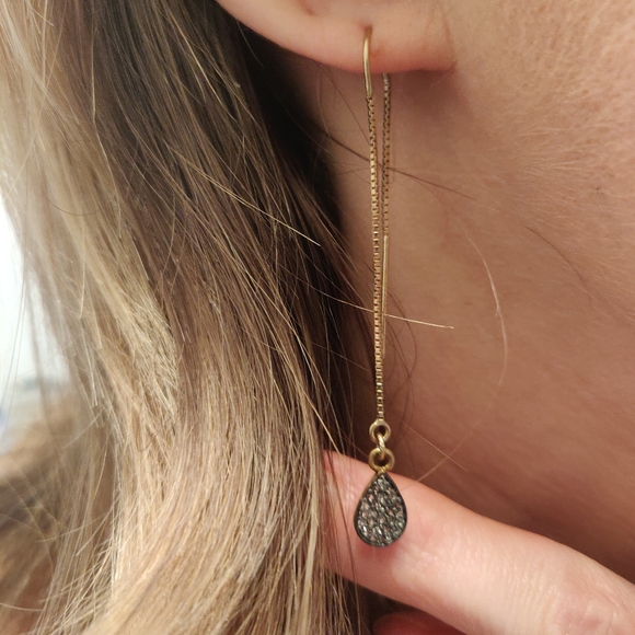 14K gold filled threader earrings - Picture 2 of 4